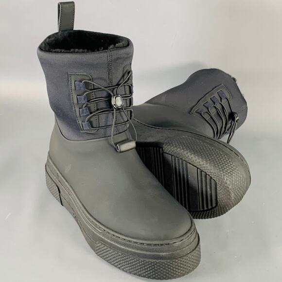 KHAITE Size 10 Culver Black Fur Lined Drawstring Rain Boots - Picture 5 of 8